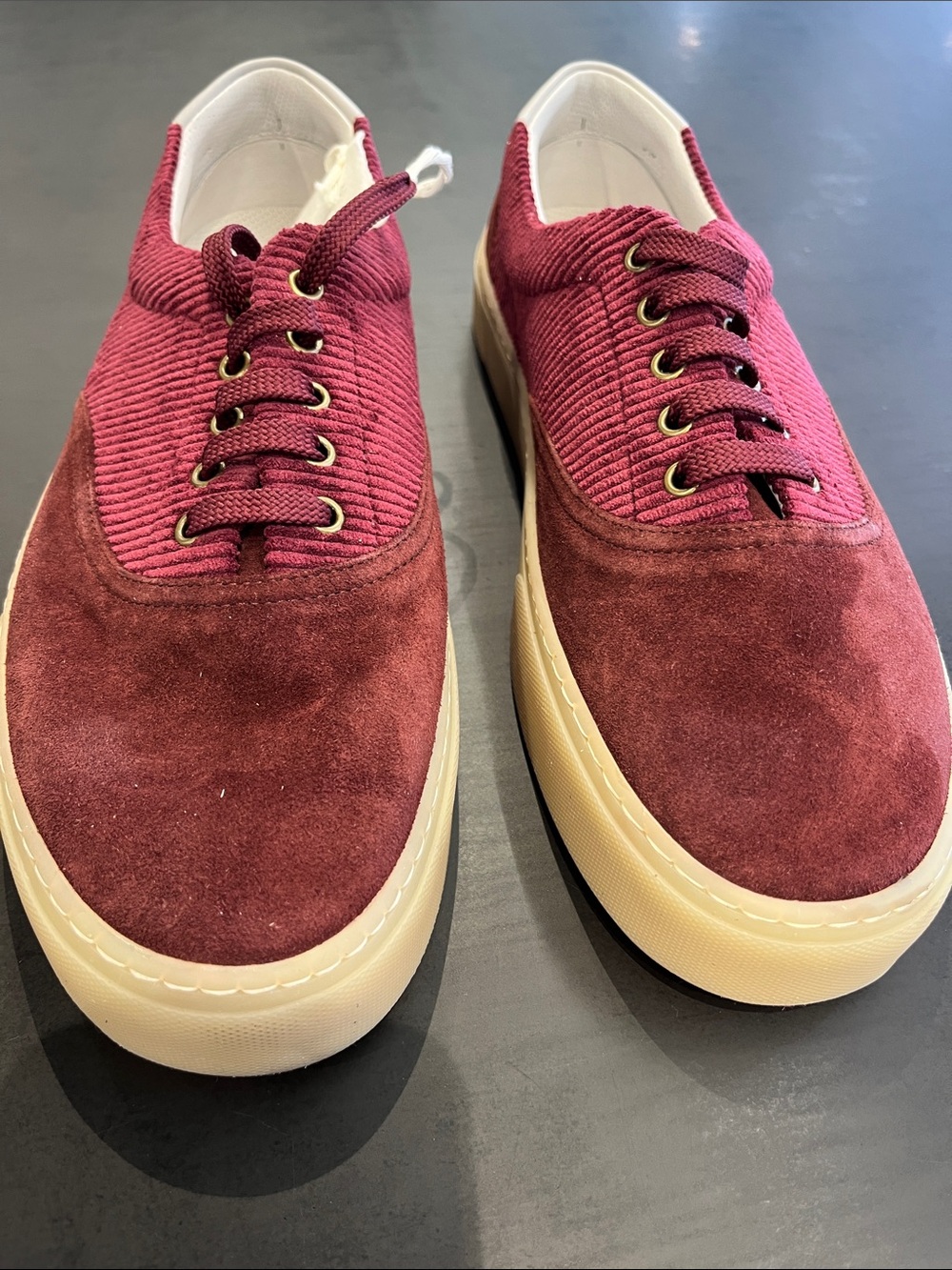 Brunelli Cucinello Men's Burgundy Suede Low-Top Sneakers